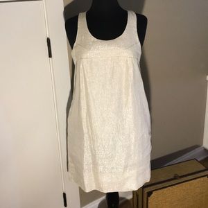 Kenneth Cole Linen Gold Shimmer Dress Sz 10